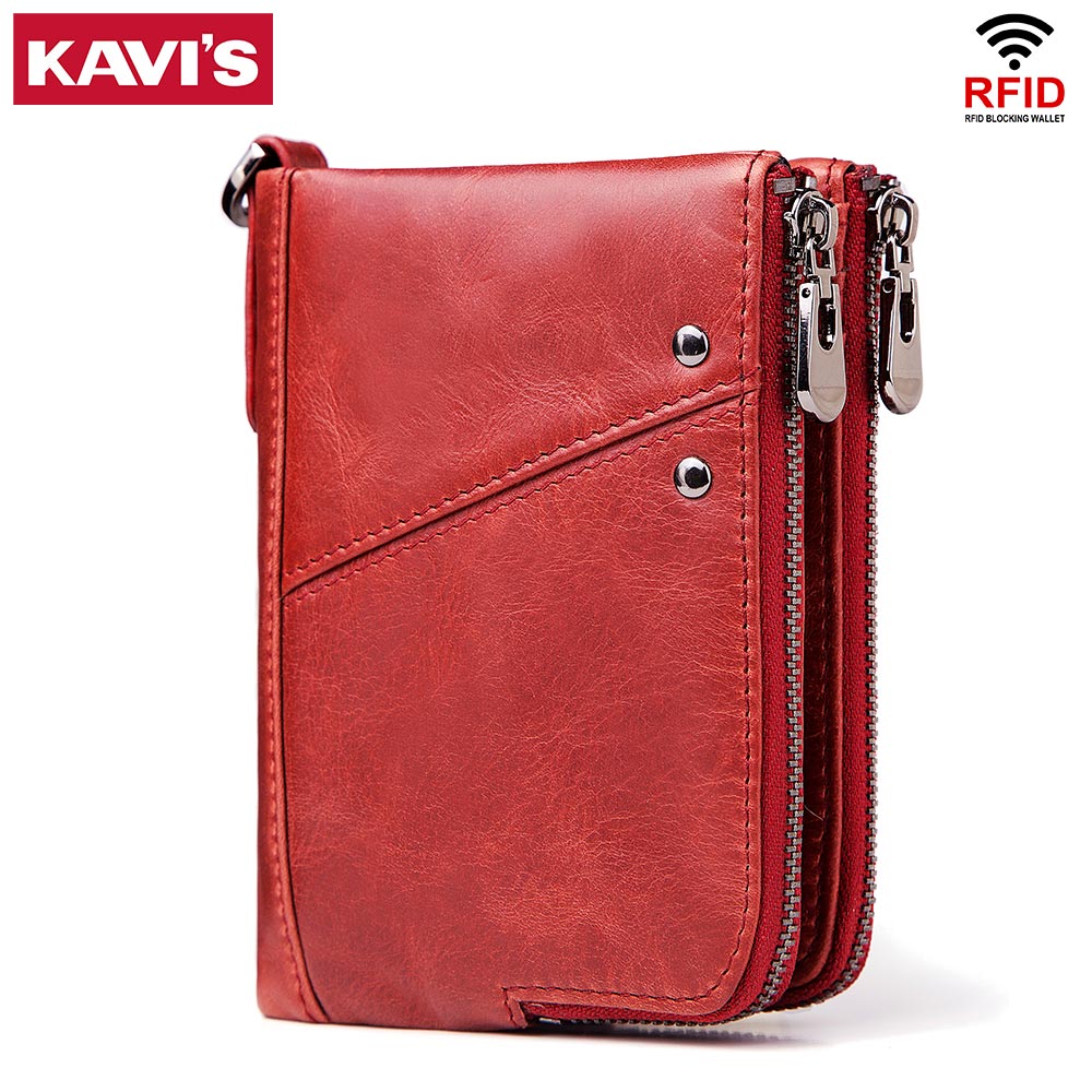 Women'S Bags At M&S - KAVIS 本革女性財布女性赤 Rfid 小銭入れ小さな財布 Portomonee ポートフォリオマネーバッグ女性ミニカードホルダー