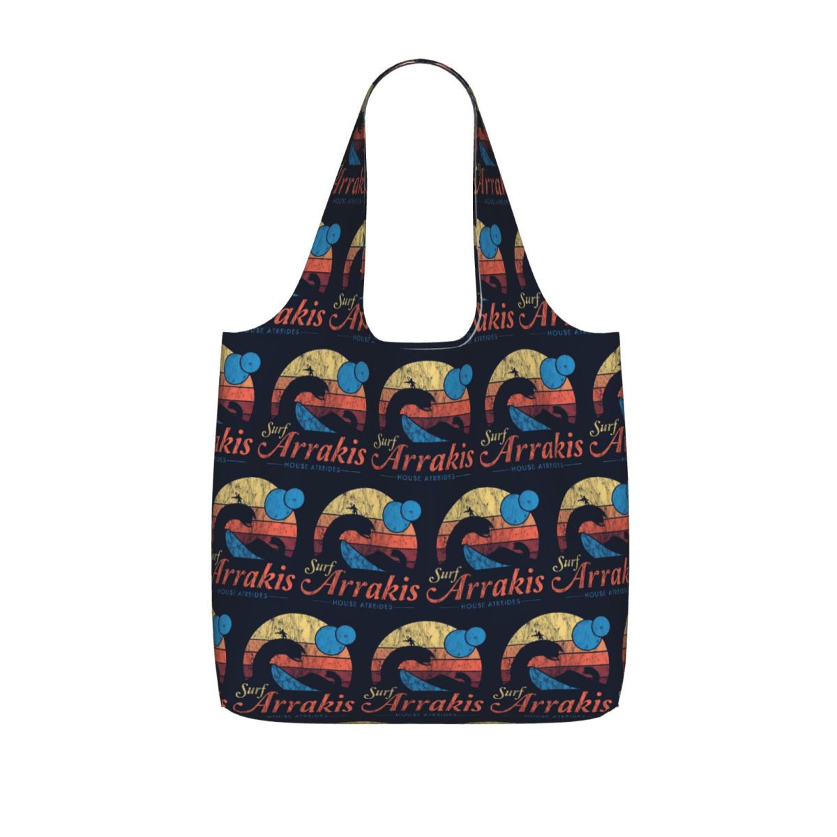 Women Bags Dune - アラキス・ディストレスド・サーフ・デューン・サイエンティフィクション・ショッピング・トートバッグ・キャンバス・大容量ショルダーバッグ・ショッパー・グロサリーハンドバッグ
