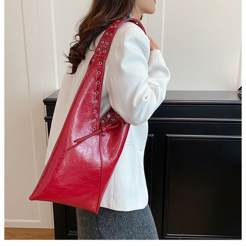 Women Bags Amazon - フランスのライトラグジュアリーバケットバッグ、人気のネットセレブ愛用、脇に抱える女性用バッグ、アマゾンで人気のオイルワックスレザーハンドバッグ