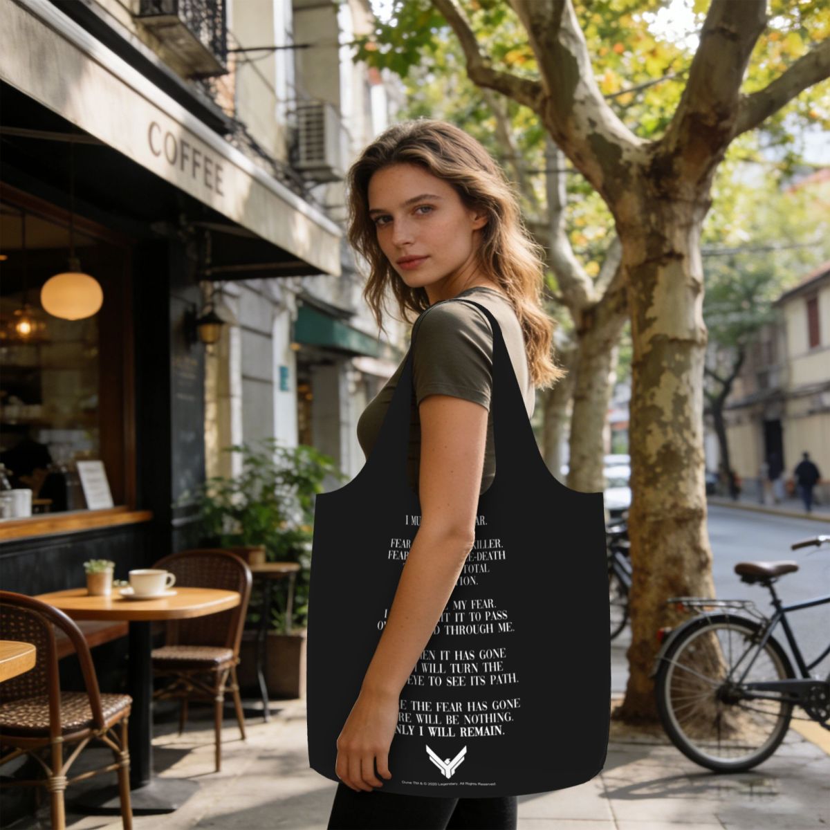 Women Bags Dune - リタニー・アゲインスト・フィアー・デューン 2020 クオート ショッピングトートバッグ キャンバス 大容量