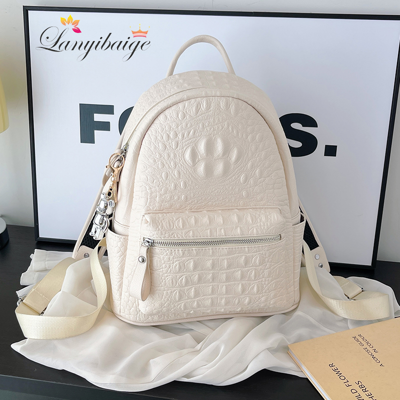 Women Bags Guess - 女性用PUレザーバックパック,大容量ショルダーバッグ,10代の女の子用の大きなバッグ,2024