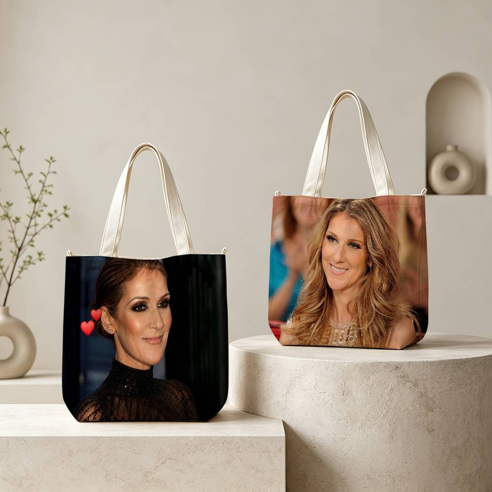 Women Bags In Canada - C-C-Celine D-Dion-Canada-Singer トートバッグ 女性用 再利用可能なショッピングトートバッグ ジッパー付きショルダーバッグ
