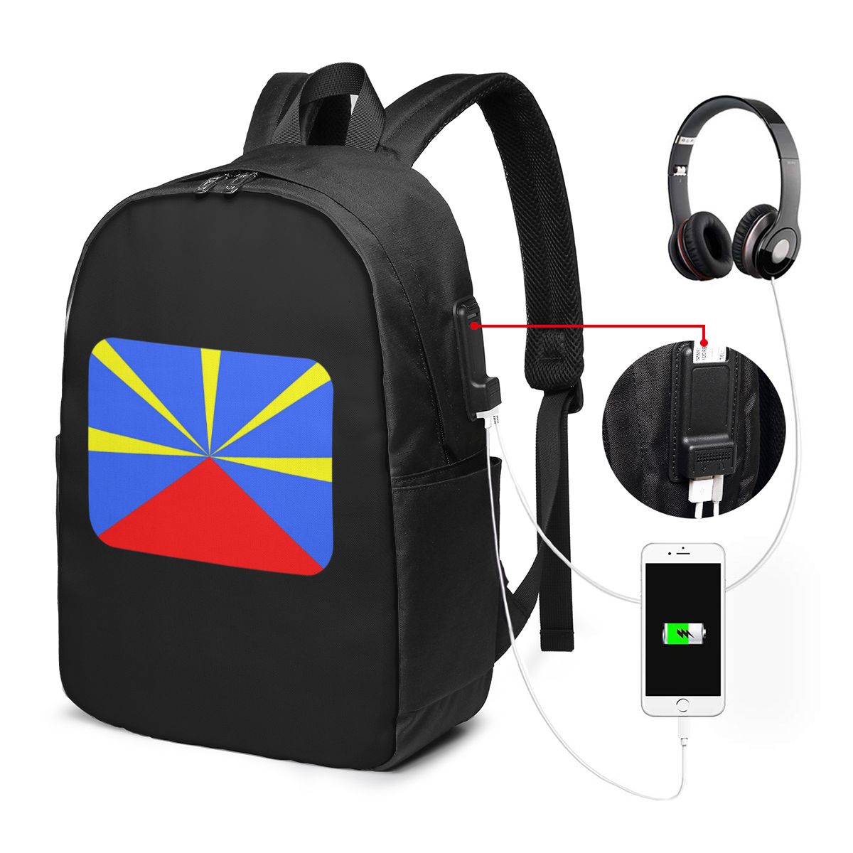 Women Bags For Women - 974 レユニオン島旗バックパック旅行ノートブックバッグコンピュータ大学生スクールバッグラップトップショルダーバッグ男性女性用