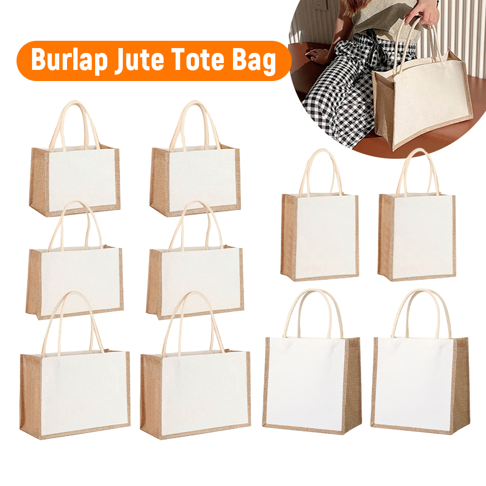 Women Bags Jute - 女性用食料品トートハンドバッグ 大容量キャンバストップハンドルジュートハンドバッグ コントラストカラー レディースアウトドアハンドバッグ