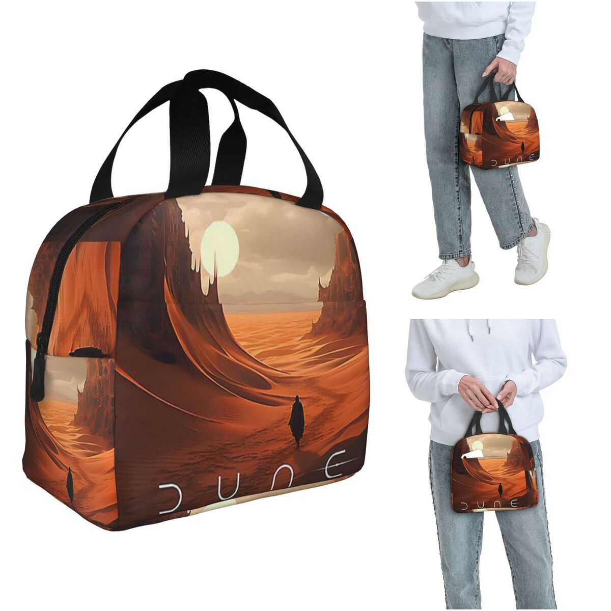 Women Bags Dune - デューン 2020 ファンアート断熱ランチバッグ女性子供用ポータブルフードボックスサーマルランチボックストート