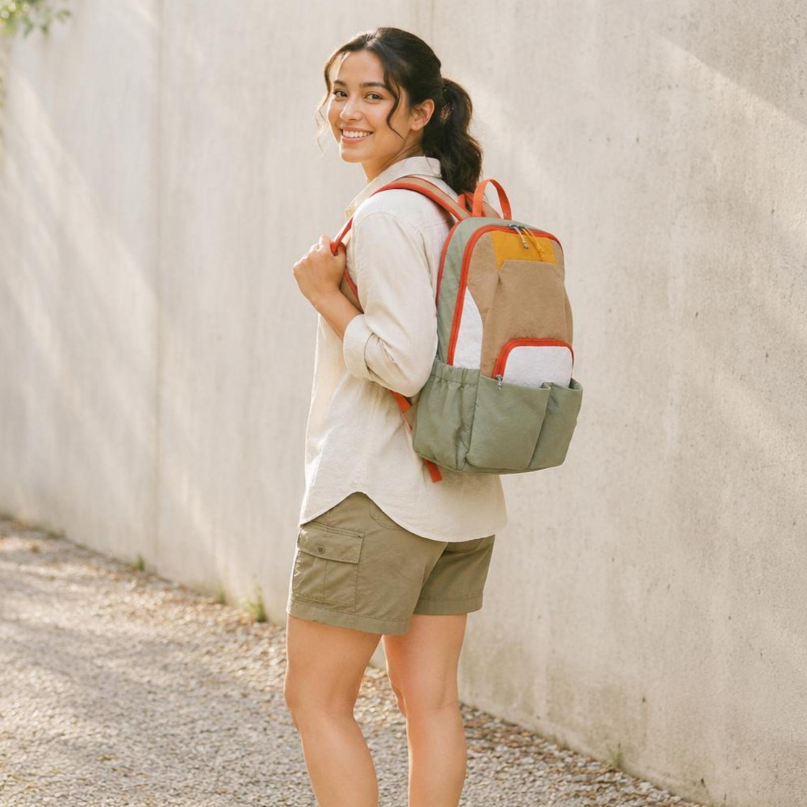 Women Bags Pack - アウトドア旅行用リュックサック クラシック長方形軽量ナイロンスクールパック 機能的なハイキングバッグ 男女兼用