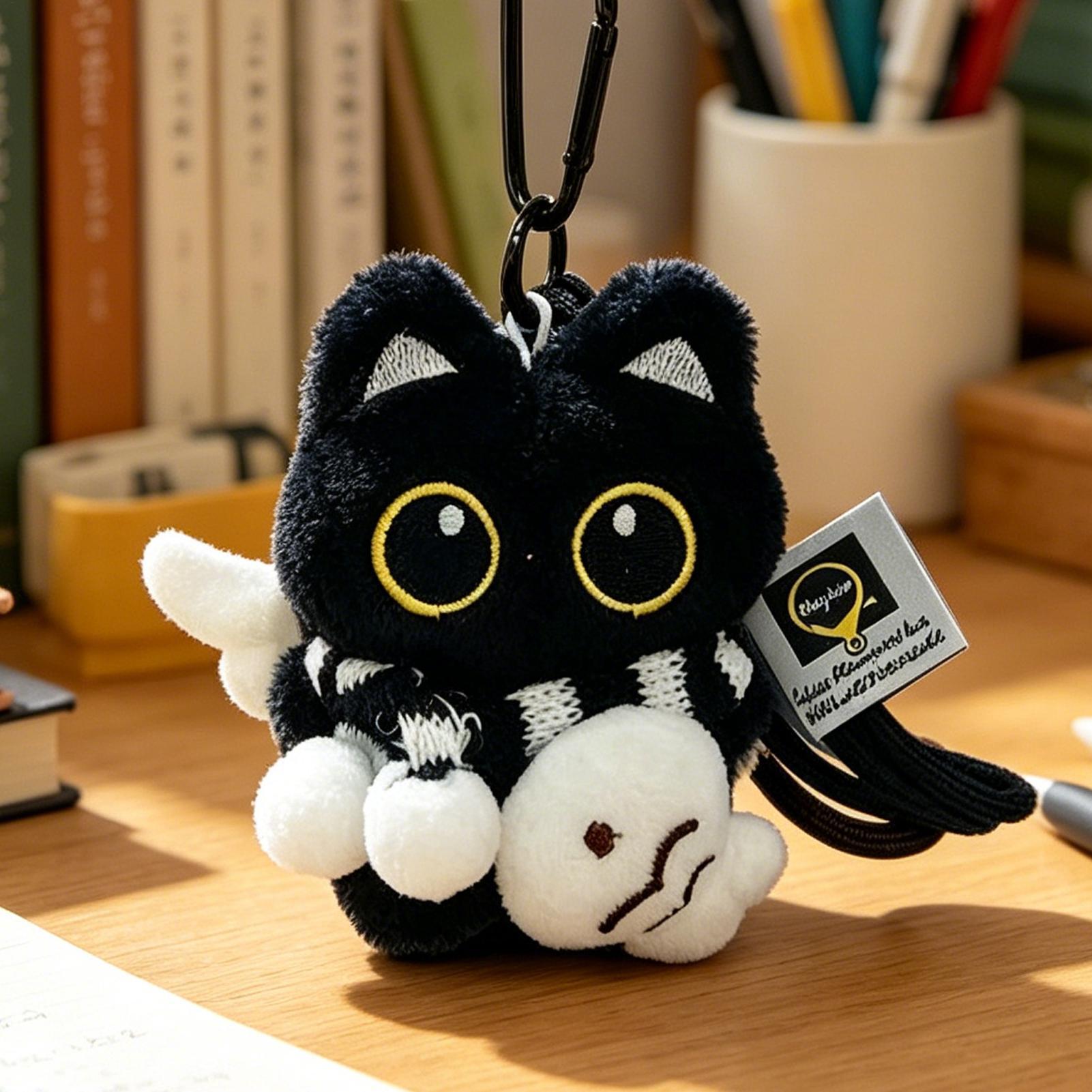 Women Bags Louis Vuitton - 黒猫ぬいぐるみ型バッグチャーム 可愛い黒猫ぬいぐるみキーホルダー バックパック吊り下げバッグ飾り ギフト 可愛いぬいぐるみキーホルダー