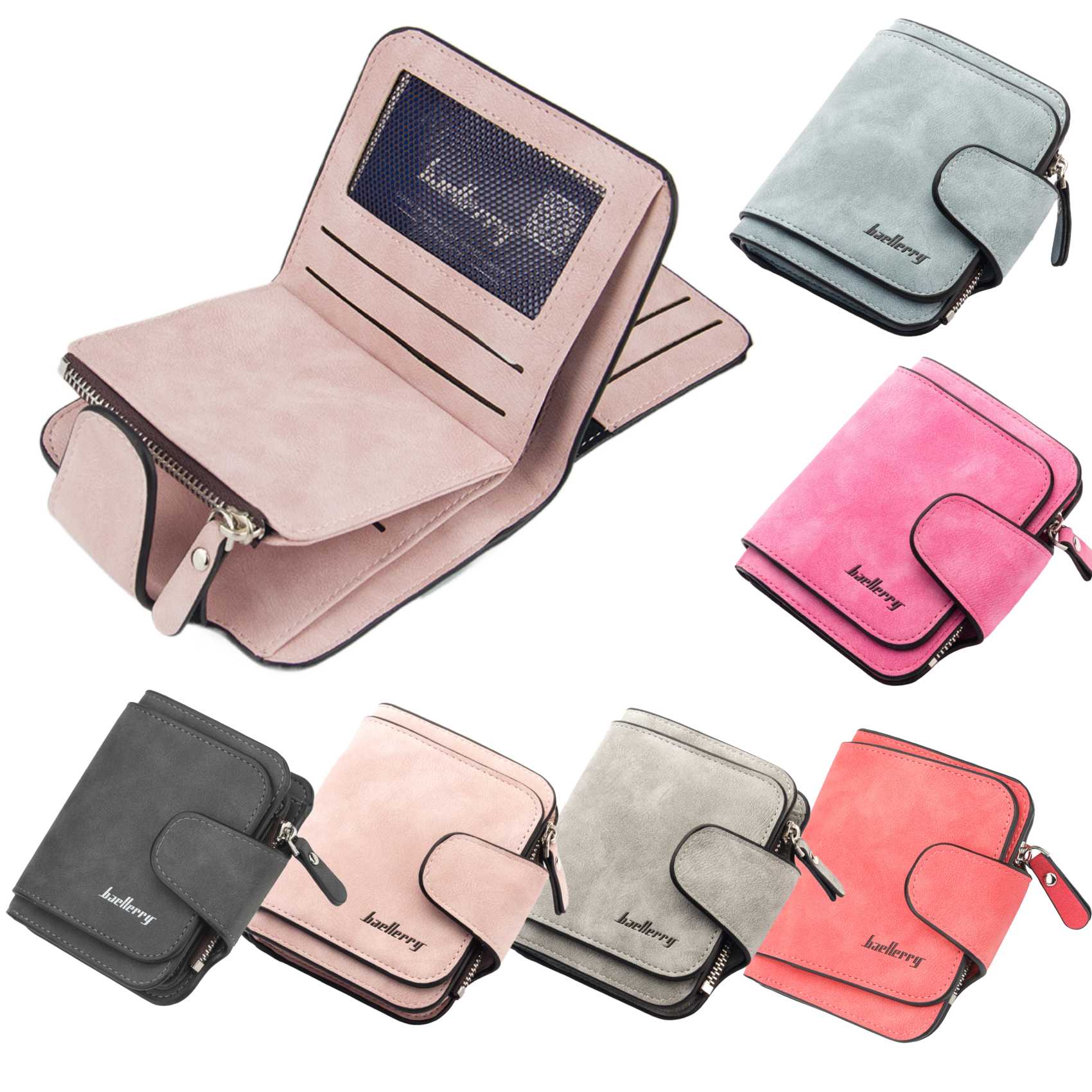 Women Bags Guess - 女性用研磨PUレザーウォレット,3つ折り財布,マルチカードホルダー,小銭入れ,カジュアルファッション,バックル
