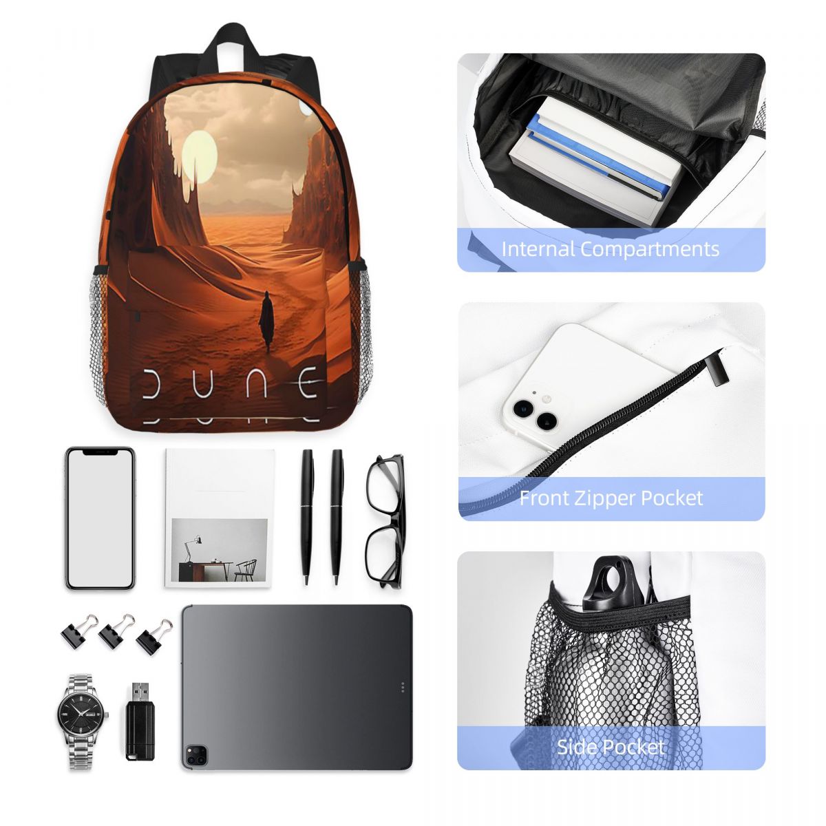 Women Bags Dune - デューン 2020 ファンアートバックパックホットセールデイパック大容量男の子女の子ブックバッグショルダーバッグ男性女性スクールバッグ