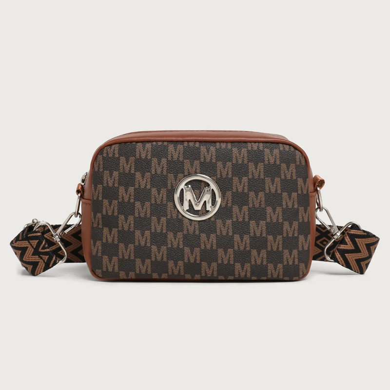 Women'S Bags At M&S - レトロMパターンデザインの女性用クロスボディバッグ、スタイリッシュなレディースショルダーバッグ、幅広ストラップ付きの女性用携帯電話小銭入れ、仕事、パーティー、デートに最適