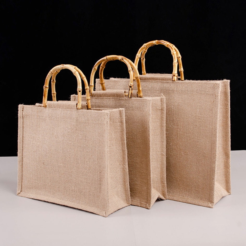 Women Bags Jute - ジュートスタイルのショッピングバッグ,竹のバックルが付いたハンドバッグ,レトロなトートバッグ,女性用,大型ビーチバッグ,x7xc