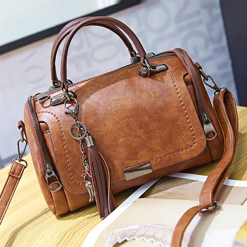 Women Bags Guess - Yogodlns-タッセル装飾ハンドバッグ,大容量のショルダーバッグ,取り外し可能なストラップ付きのファッショナブルなジッパー式クロスボディバッグ