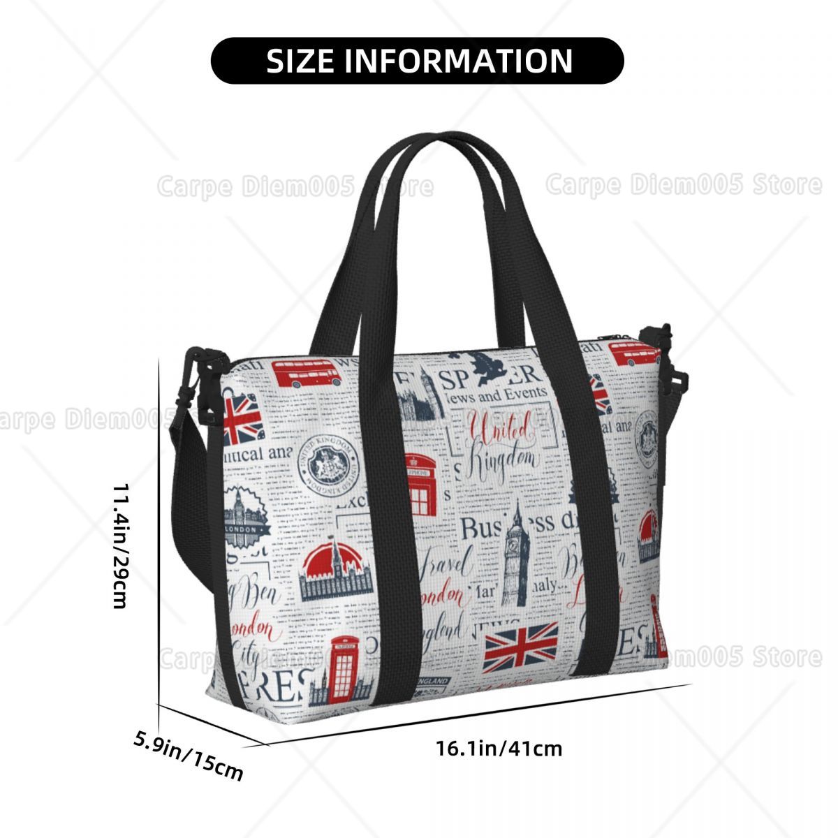 ヴィンテージ英国ロンドン新聞旅行荷物バッグ折りたたみハンドト - Women Bags Uk のレビューと価格