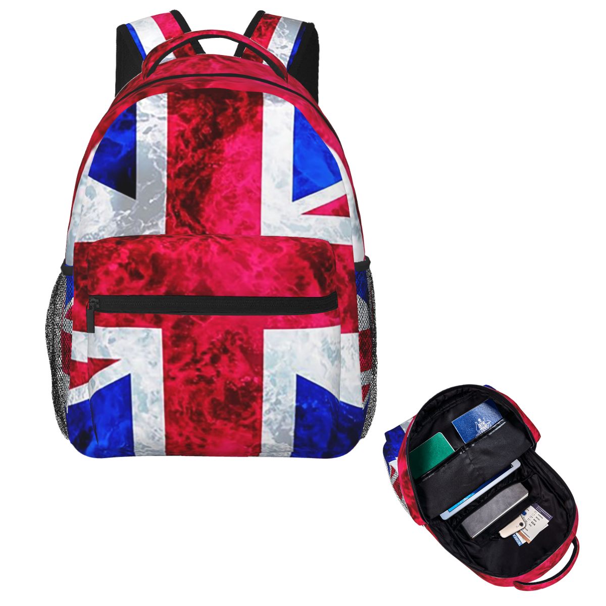 イギリスのユニオンジャック旗柄 ブリティッシュ学生用バックパ - Women Bags Uk のレビューと価格