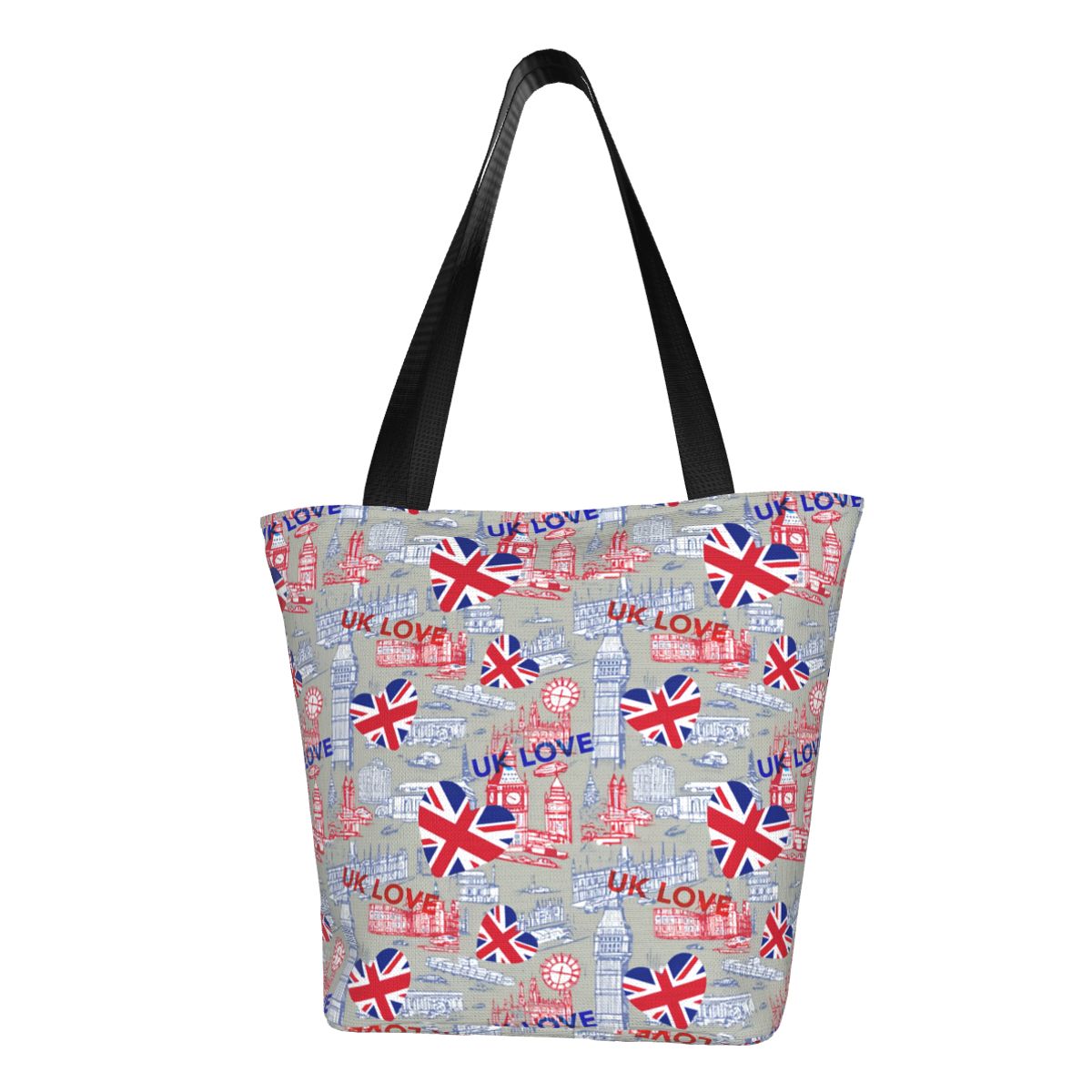 英国のカスタム旗愛食料品ショッピングトートバッグ女性面白いキ - Women Bags Uk のレビューと価格