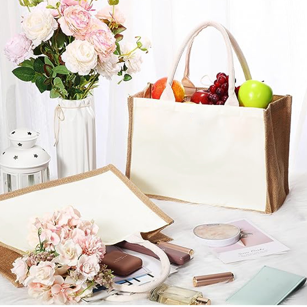 ビーチバーラップキャンバストートバッグ キュートなモンスター - Women Bags Jute のレビューと価格