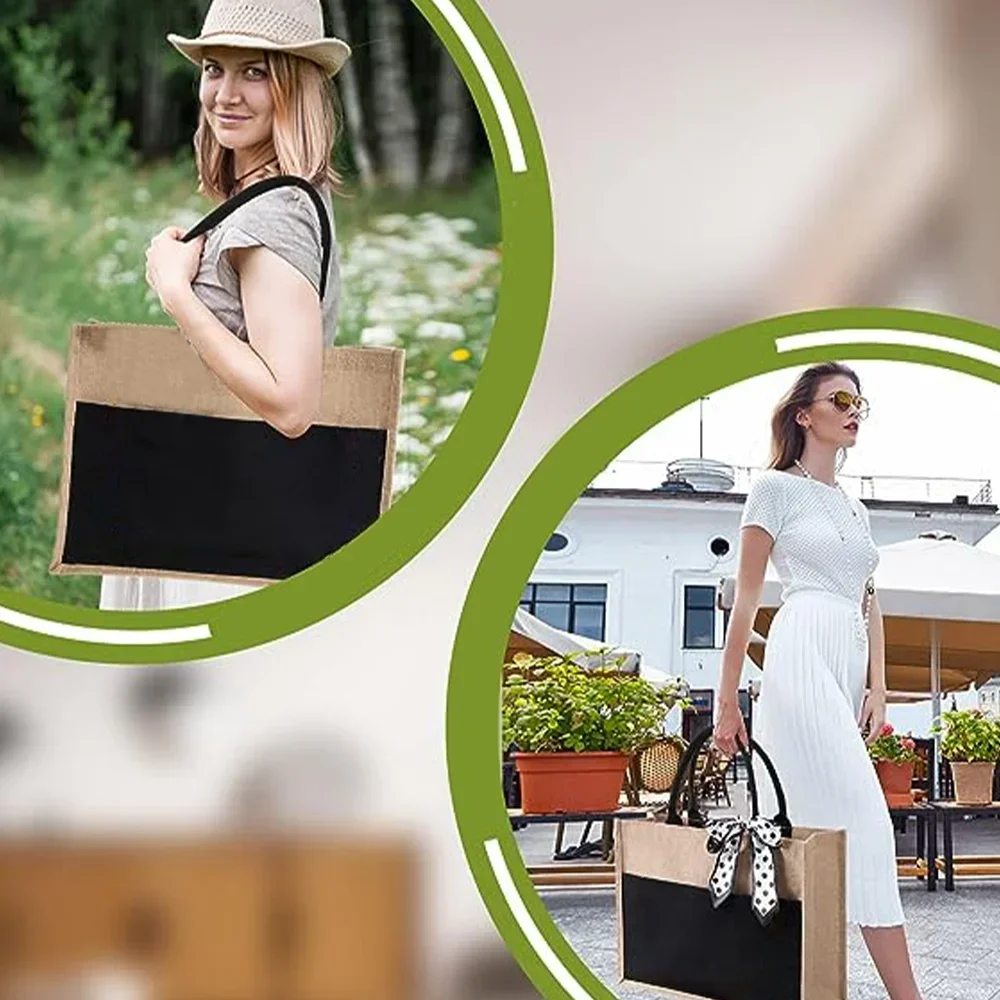 Tote Bag Reusable Jute Shoppin - Women Bags Jute のレビューと価格