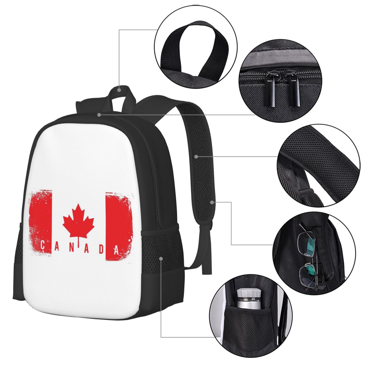 カナダ国旗学生バックパックスクールバッグハイキング旅行デイパ - Women Bags In Canada のレビューと価格
