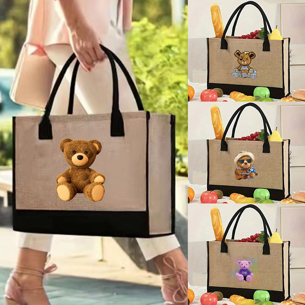 ヴィンテージジュートショッピングバッグ,リネントートバッグ, - Women Bags Jute のレビューと価格