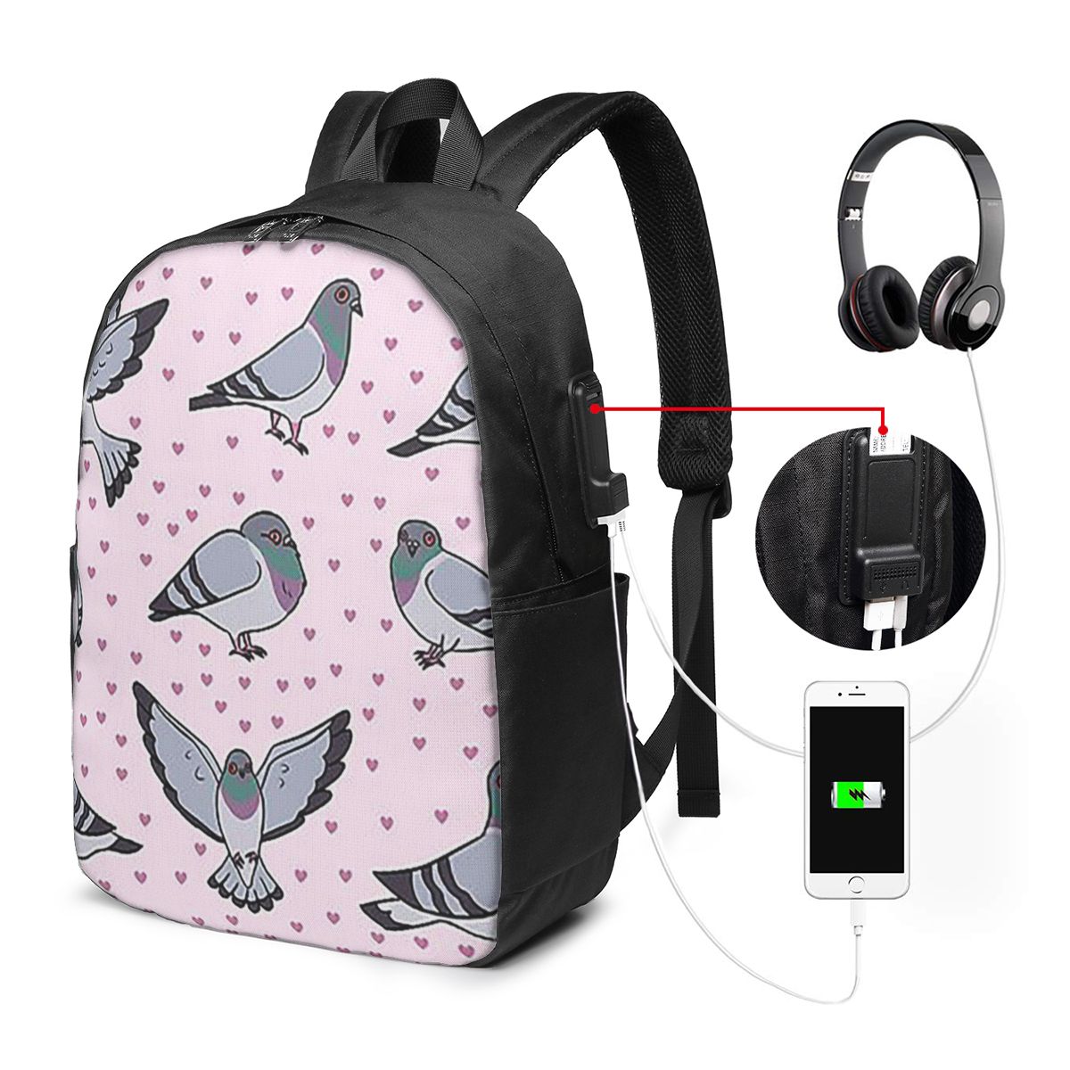 かわいい漫画の鳩パックバックパック旅行ノートブックバッグコン - Women Bags Pack のレビューと価格