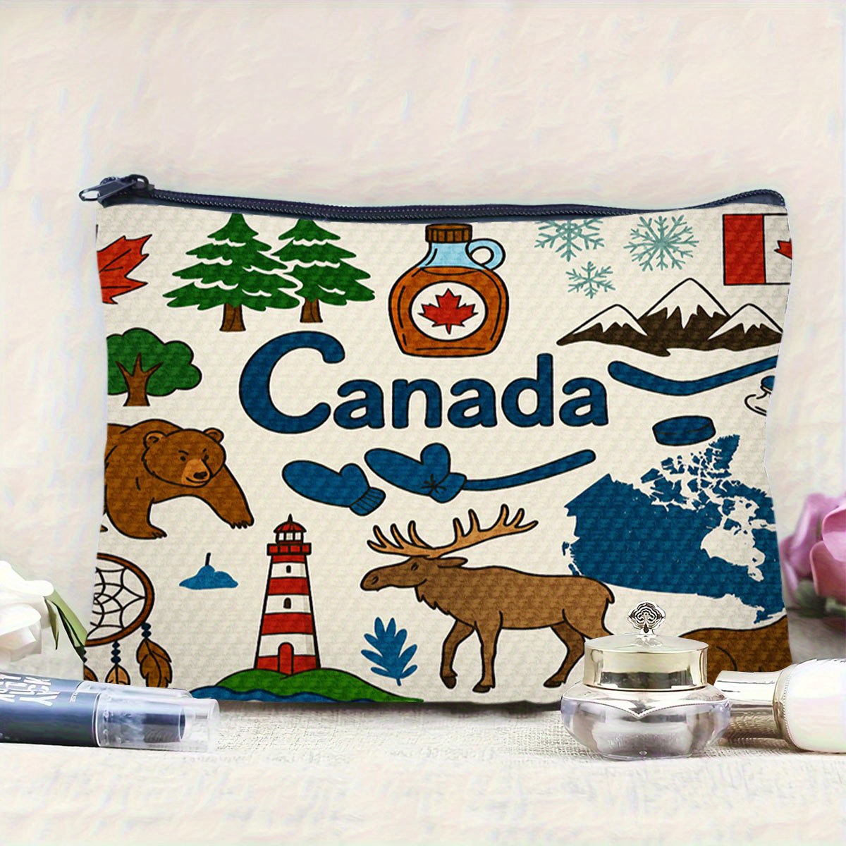 カナダをテーマにした化粧品バッグ - 女性用のかわいい多機能 - Women Bags In Canada のレビューと価格