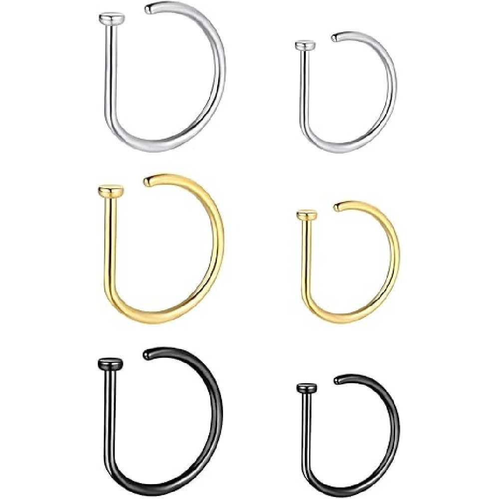 4個セット ノンピアス D型ノーズリング フェイクノーズカフ - Women Bags Pack のレビューと価格