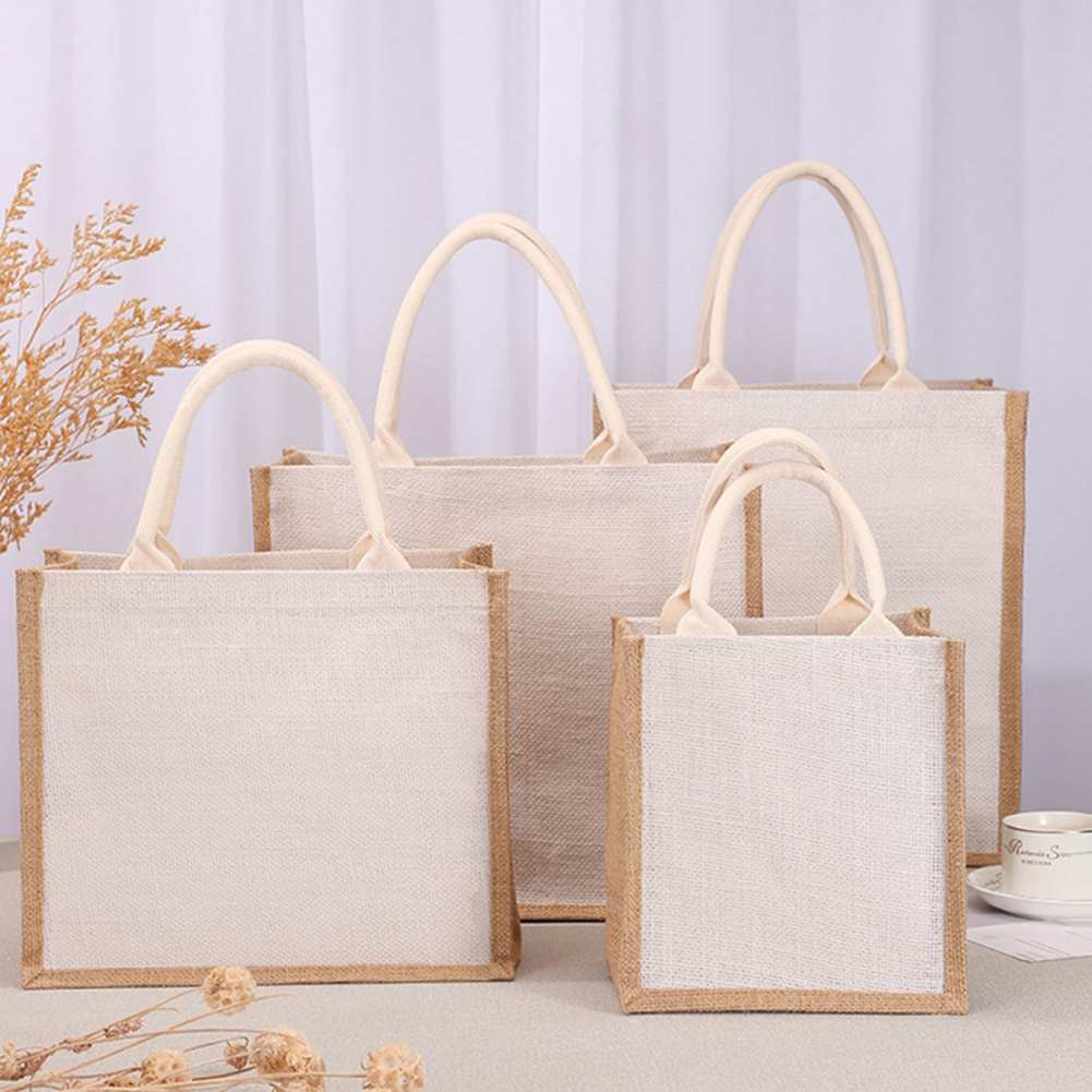 女性用食料品トートハンドバッグ 大容量キャンバストップハンド - Women Bags Jute のレビューと価格