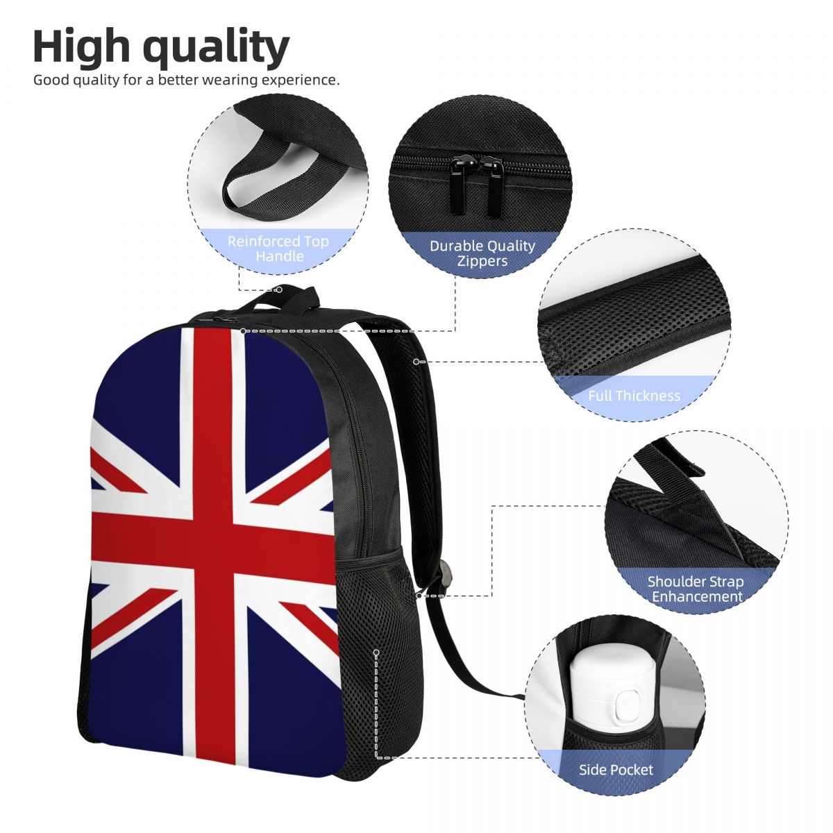 ユニオンジャック英国の国旗バックパックデイパック大容量男の子 - Women Bags Uk のレビューと価格